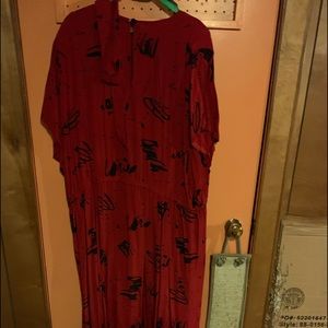 Red and black print dress